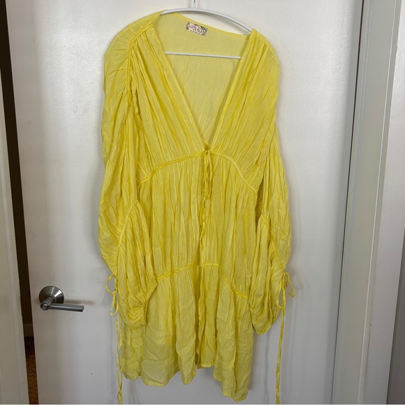 FREE PEOPLE Sunshine Yellow Juliet Tiered Slouchy Duster - Picture 3 of 7